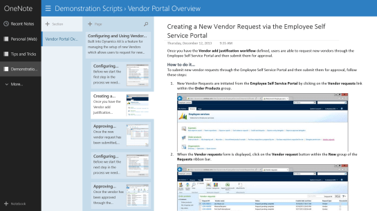 OneNote On The Surface